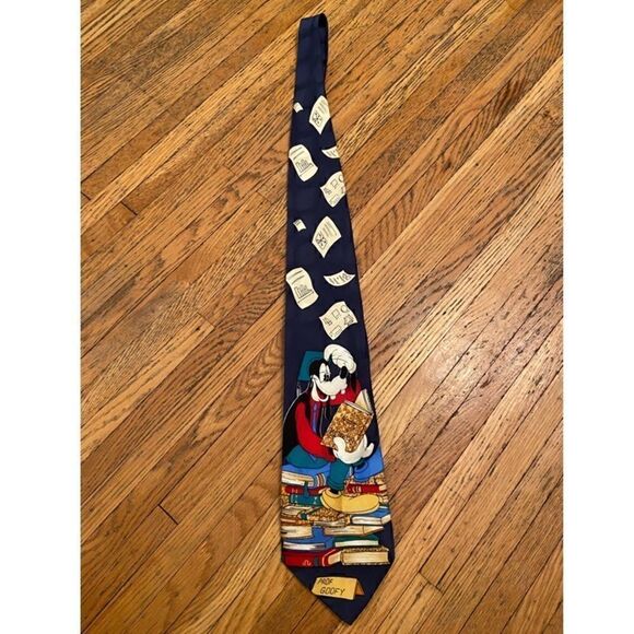 Vintage Mickey & Co. Atlas Design Professor Goofy navy tie - Picture 2 of 4